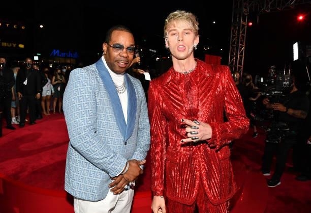 Busta Rhymes and Machine Gun Kelly attend the 2021 MTV Video Music Awards at Barclays Center on September 12, 2021 in the Brooklyn borough of New...