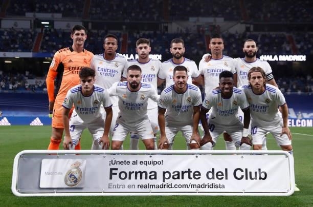 Real Madrid squad in action during the La Liga Santader match between Real Madrid CF and RC Celta de Vigo at Estadio Santiago Bernabeu on September...