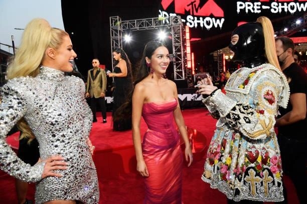 Paris Hilton, Olivia Rodrigo, and Kim Petras attend the 2021 MTV Video Music Awards at Barclays Center on September 12, 2021 in the Brooklyn borough...