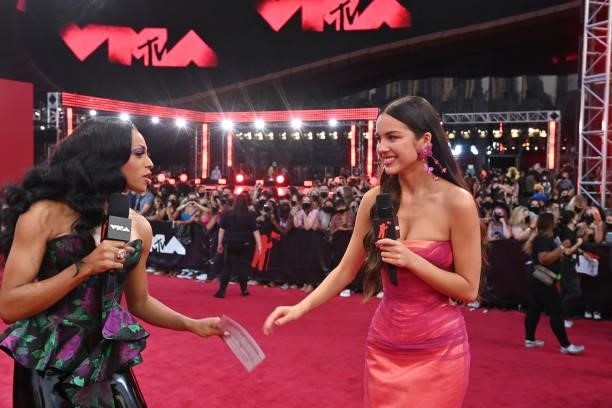 Jamila Mustafa and Olivia Rodrigo attend the 2021 MTV Video Music Awards at Barclays Center on September 12, 2021 in the Brooklyn borough of New York...