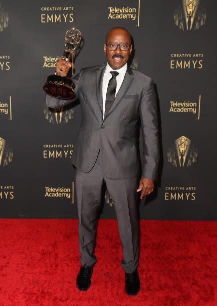 Courtney B. Vance poses with the award for Outstanding Guest Actor in a Drama Series for "Lovecraft Country