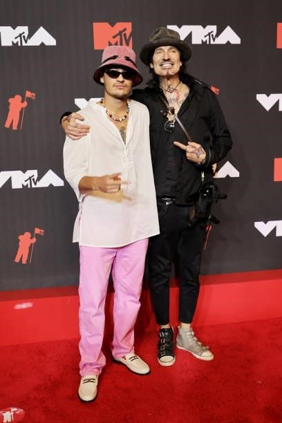 Brandon Thomas Lee and Tommy Lee attends the 2021 MTV Video Music Awards at Barclays Center on September 12, 2021 in the Brooklyn borough of New York...