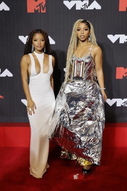 Halle Bailey and Chloe Bailey of Chloe x Halle attend the 2021 MTV Video Music Awards at Barclays Center on September 12, 2021 in the Brooklyn...