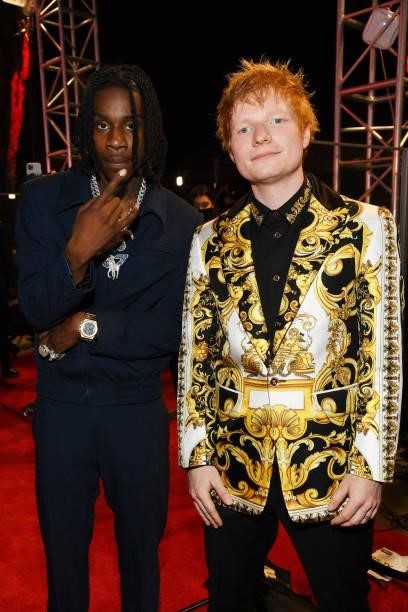 Iann Dior and Ed Sheeran attend the 2021 MTV Video Music Awards at Barclays Center on September 12, 2021 in the Brooklyn borough of New York City.
