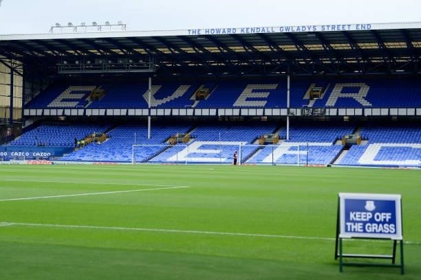 General view of Goodison Park before the Premier League match between Everton and Burnley at Goodison Park on September 13, 2021 in Liverpool,...
