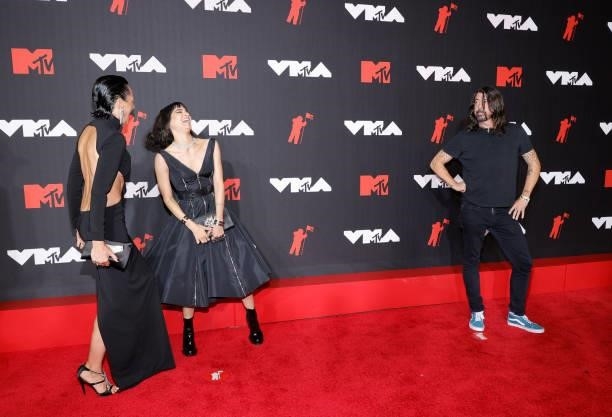 Paola Kudacki, Sofia Boutella and Dave Grohl attend the 2021 MTV Video Music Awards at Barclays Center on September 12, 2021 in the Brooklyn borough...