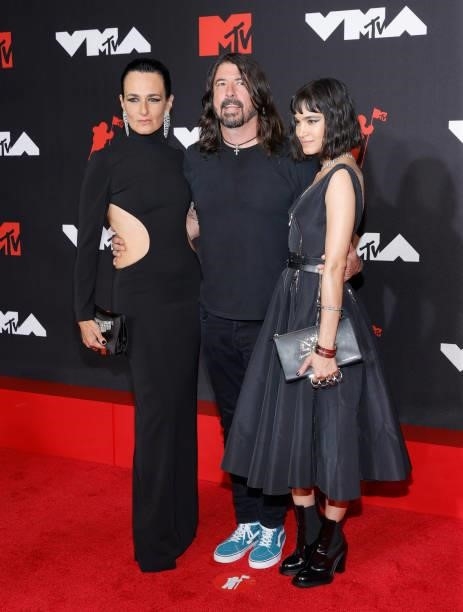 Paola Kudacki, Dave Grohl and Sofia Boutella attend the 2021 MTV Video Music Awards at Barclays Center on September 12, 2021 in the Brooklyn borough...