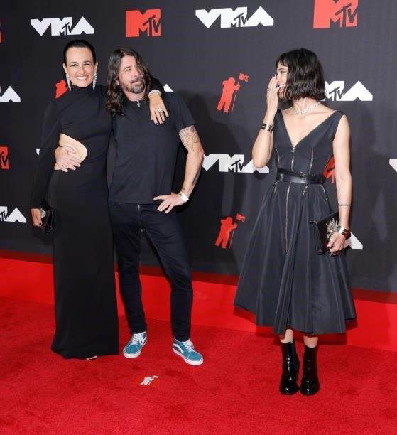 Paola Kudacki, Dave Grohl and Sofia Boutella attend the 2021 MTV Video Music Awards at Barclays Center on September 12, 2021 in the Brooklyn borough...