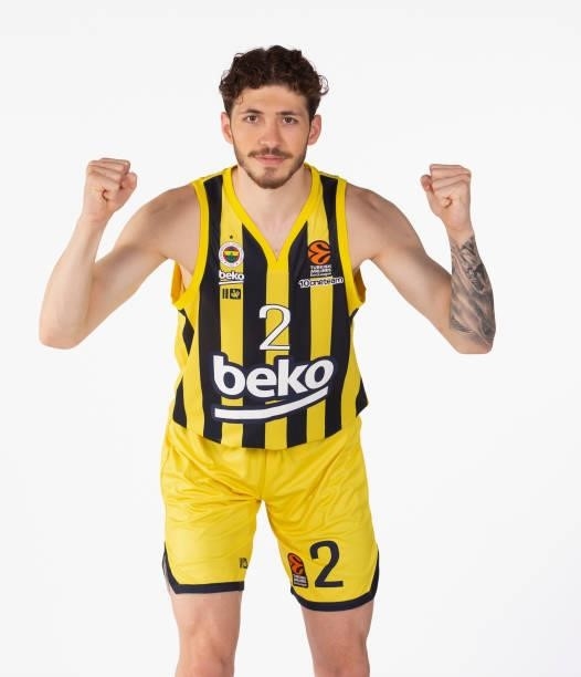 Sehmus Hazer, #2 poses during the 2021/2022 Turkish Airlines EuroLeague Media Day of Fenerbahce Beko Istanbul at Ulker Sports Arena on September 13,...