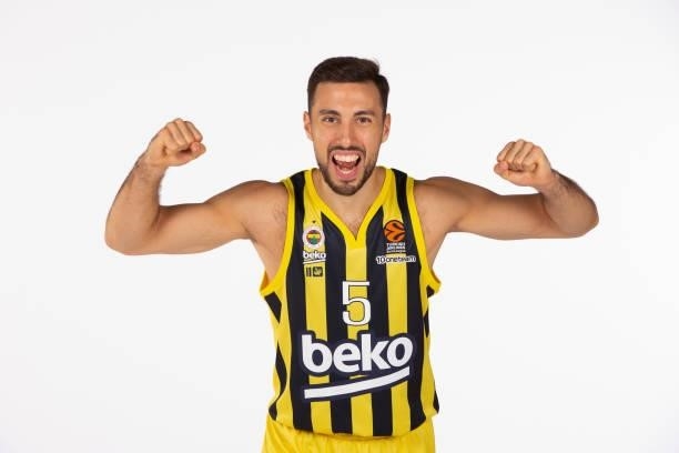 Ismet Akpinar, #5 poses during the 2021/2022 Turkish Airlines EuroLeague Media Day of Fenerbahce Beko Istanbul at Ulker Sports Arena on September 13,...