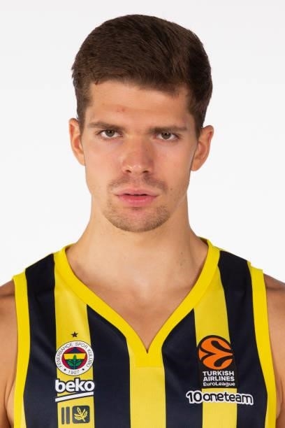 Tarik Biberovic, #13 poses during the 2021/2022 Turkish Airlines EuroLeague Media Day of Fenerbahce Beko Istanbul at Ulker Sports Arena on September...