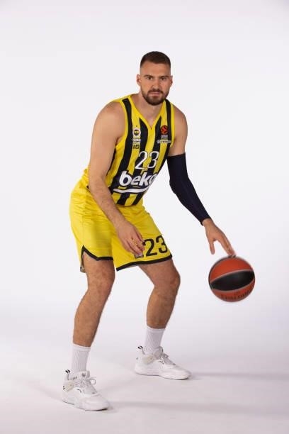 Marko Guduric, #23 poses during the 2021/2022 Turkish Airlines EuroLeague Media Day of Fenerbahce Beko Istanbul at Ulker Sports Arena on September...