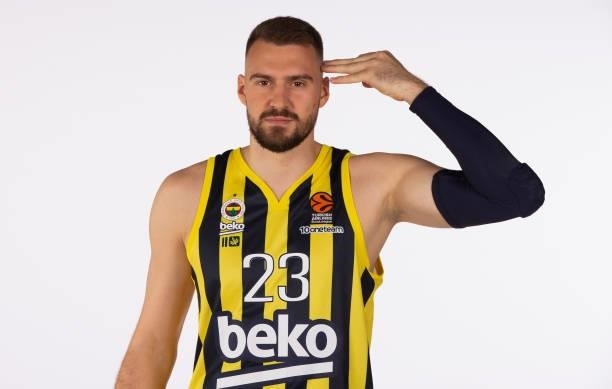 Marko Guduric, #23 poses during the 2021/2022 Turkish Airlines EuroLeague Media Day of Fenerbahce Beko Istanbul at Ulker Sports Arena on September...