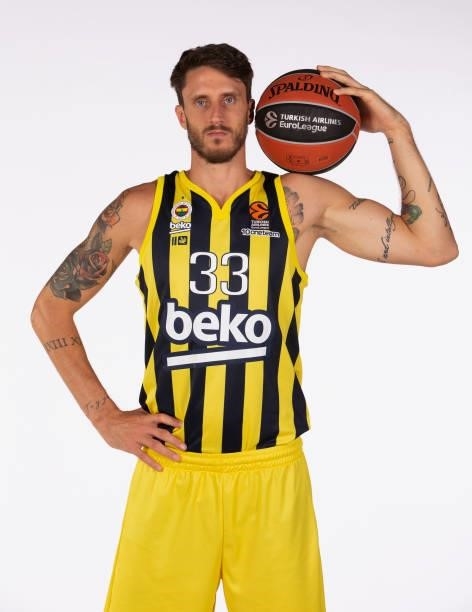 Achile Polonara, #33 poses during the 2021/2022 Turkish Airlines EuroLeague Media Day of Fenerbahce Beko Istanbul at Ulker Sports Arena on September...