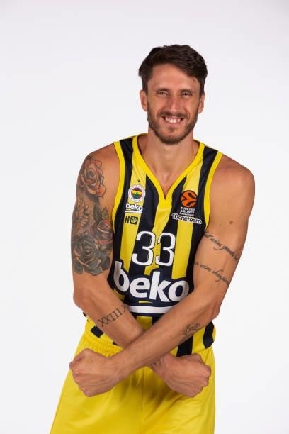 Achile Polonara, #33 poses during the 2021/2022 Turkish Airlines EuroLeague Media Day of Fenerbahce Beko Istanbul at Ulker Sports Arena on September...