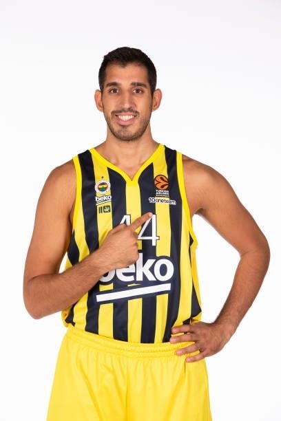 Ahmet Duverioglu, #44 poses during the 2021/2022 Turkish Airlines EuroLeague Media Day of Fenerbahce Beko Istanbul at Ulker Sports Arena on September...