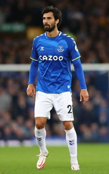 Andre Gomez of Everton during the Premier League match between Everton and Burnley at Goodison Park on September 13, 2021 in Liverpool, England.