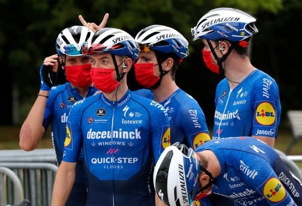 Dries Devenyns of Belgium and Team Deceuninck - Quick-Step poses for a picture with his teammates prior to the 81st Skoda-Tour De Luxembourg 2021,...