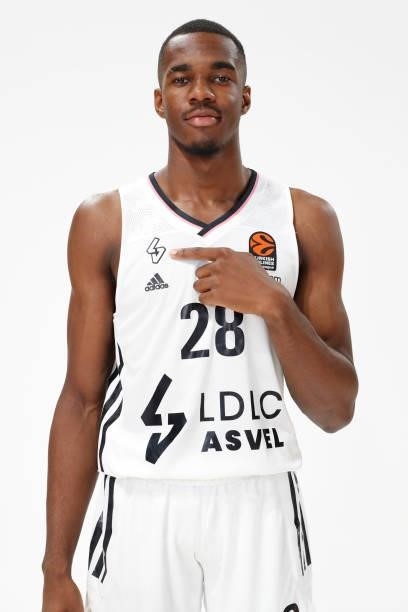 Kymany Houinsou, #28 poses during the 2021/2022 Turkish Airlines EuroLeague Media Day of LDLC Asvel Villeurbanne at The Astroballe on September 13,...