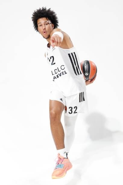 Matthew Strazel, #32 poses during the 2021/2022 Turkish Airlines EuroLeague Media Day of LDLC Asvel Villeurbanne at The Astroballe on September 13,...