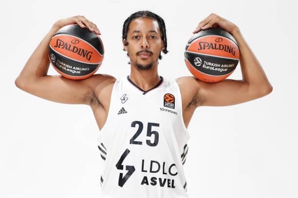 William Howard, #25 poses during the 2021/2022 Turkish Airlines EuroLeague Media Day of LDLC Asvel Villeurbanne at The Astroballe on September 13,...