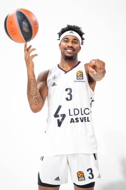 Chris Jones, #3 poses during the 2021/2022 Turkish Airlines EuroLeague Media Day of LDLC Asvel Villeurbanne at The Astroballe on September 13, 2021...