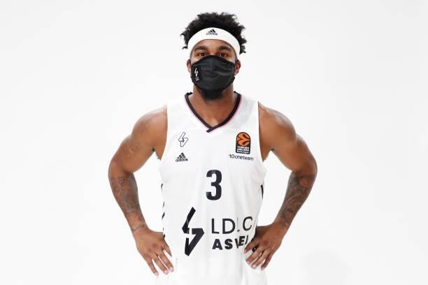 Chris Jones, #3 poses during the 2021/2022 Turkish Airlines EuroLeague Media Day of LDLC Asvel Villeurbanne at The Astroballe on September 13, 2021...