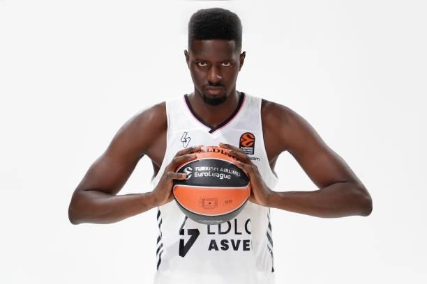 Youssoupha Fall, #19 poses during the 2021/2022 Turkish Airlines EuroLeague Media Day of LDLC Asvel Villeurbanne at The Astroballe on September 13,...