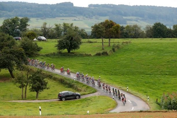 General view of the peloton competing during the 81st Skoda-Tour De Luxembourg 2021, Stage 1 a 140km stage from Luxembourg to Luxembourg-Kirchberg...