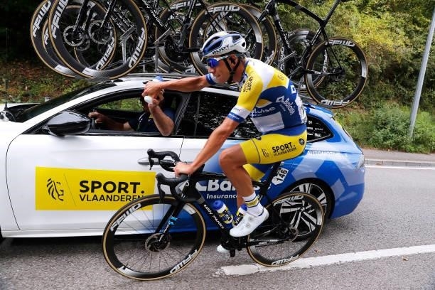 Kenneth Van Rooy of Belgium and Team Sport Vlaanderen - Baloise picks bottles from Team car during the 81st Skoda-Tour De Luxembourg 2021, Stage 1 a...