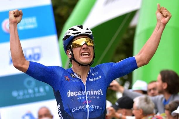 João Almeida of Portugal and Team Deceuninck - Quick-Step celebrates at finish line as stage winner during the 81st Skoda-Tour De Luxembourg 2021,...