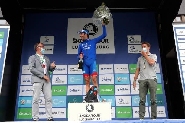 Thibaut Pinot of France and Team Groupama - FDJ celebrates winning the sympathy award on the podium ceremony after the 81st Skoda-Tour De Luxembourg...