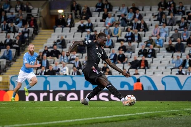 Moise Kean of Juventus controls the ball during the UEFA Champions League group H match between Malmo FF and Juventus at Eleda Stadium on September...
