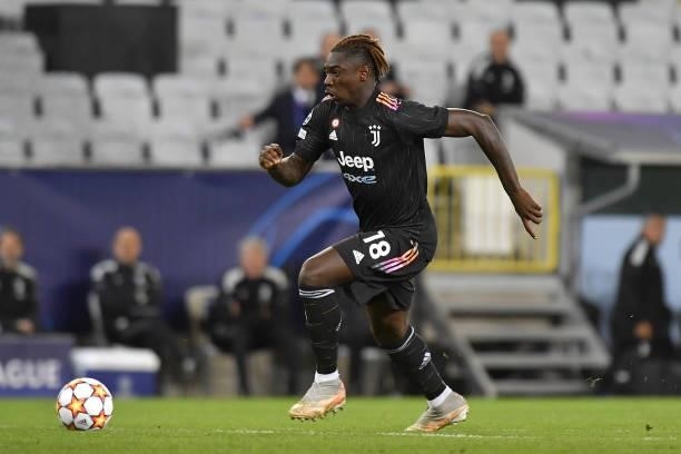 Moise Kean of Juventus controls the ball during the UEFA Champions League group H match between Malmo FF and Juventus at Eleda Stadium on September...