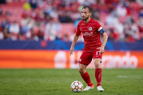 Andreas Ulmer of RB Salzburg in action during the UEFA Champions League group G match between Sevilla FC and RB Salzburg at Estadio Ramon Sanchez...