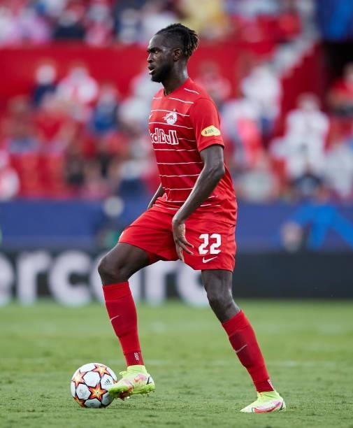 Oumar Solet of RB Salzburg in action during the UEFA Champions League group G match between Sevilla FC and RB Salzburg at Estadio Ramon Sanchez...