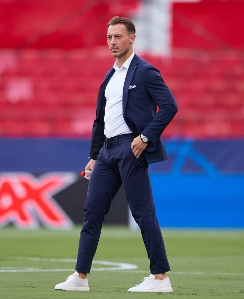 Matthias Jaissle, manager of RB Salzburg looks on during the UEFA Champions League group G match between Sevilla FC and RB Salzburg at Estadio Ramon...