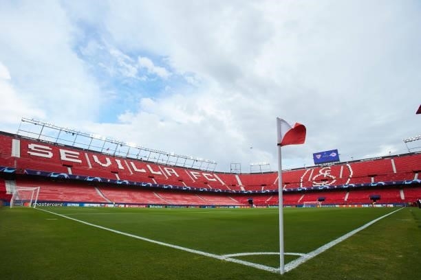 General view inside the stadium prior to the UEFA Champions League group G match between Sevilla FC and RB Salzburg at Estadio Ramon Sanchez Pizjuan...