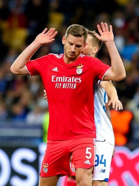 Jan Vertonghen of Benfica during the UEFA Champions League match between FC Dynamo Kiev and SL Benfica at NSC Olimpiyskyi on September 14, 2021 in...