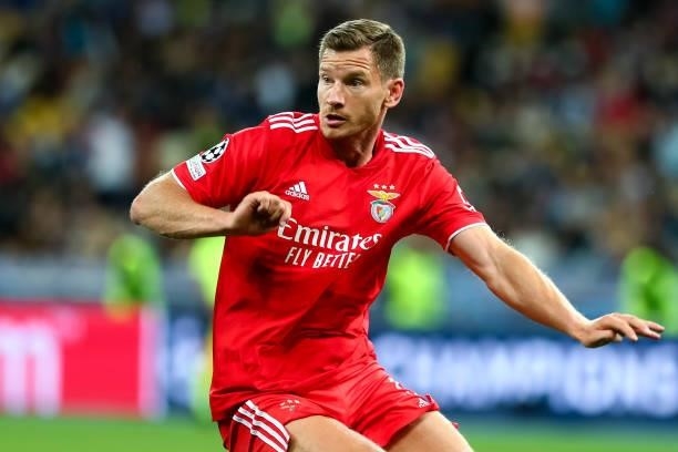 Jan Vertonghen of Benfica during the UEFA Champions League match between FC Dynamo Kiev and SL Benfica at NSC Olimpiyskyi on September 14, 2021 in...