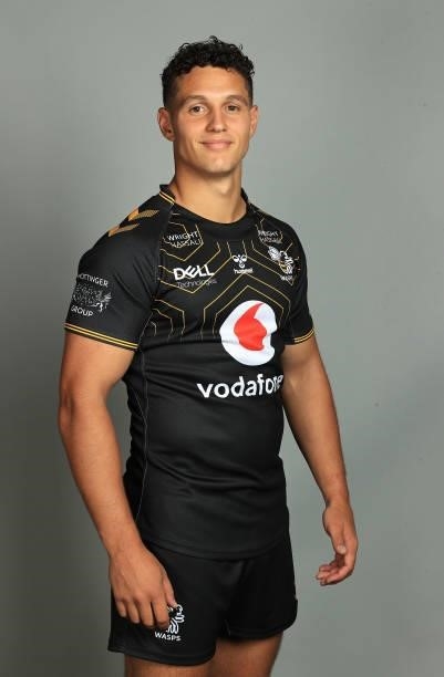 Sam Wolstenholme poses for a portrait during the Wasps Rugby Squad Photocall for the 2021-2022 Gallagher Premiership Rugby season on September 14,...