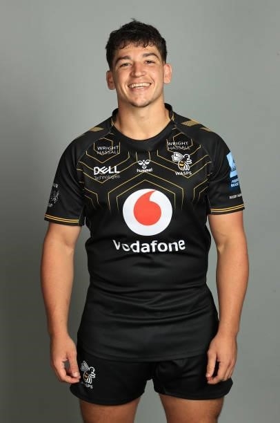 Dan Frost poses for a portrait during the Wasps Rugby Squad Photocall for the 2021-2022 Gallagher Premiership Rugby season on September 14, 2021 in...