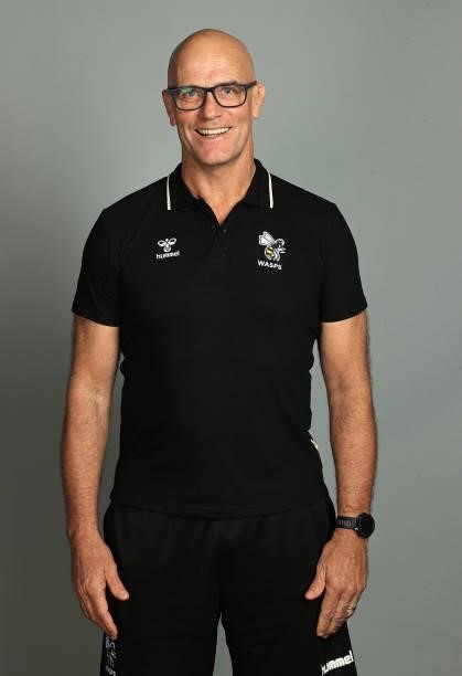 John Mitchell, the Wasps attack coach, poses for a portrait during the Wasps Rugby Squad Photocall for the 2021-2022 Gallagher Premiership Rugby...