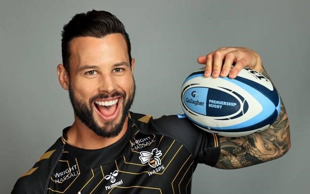 Francois Hougaard poses for a portrait during the Wasps Rugby Squad Photocall for the 2021-2022 Gallagher Premiership Rugby season on September 14,...