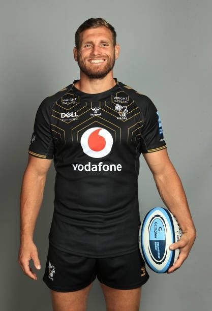 Brad Shields poses for a portrait during the Wasps Rugby Squad Photocall for the 2021-2022 Gallagher Premiership Rugby season on September 14, 2021...