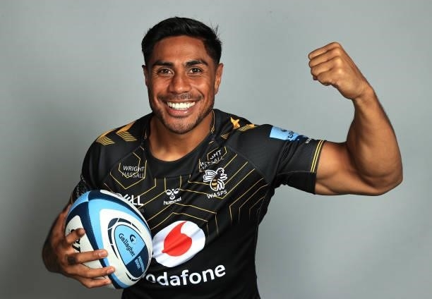 Malakai Fekitoa poses for a portrait during the Wasps Rugby Squad Photocall for the 2021-2022 Gallagher Premiership Rugby season on September 14,...