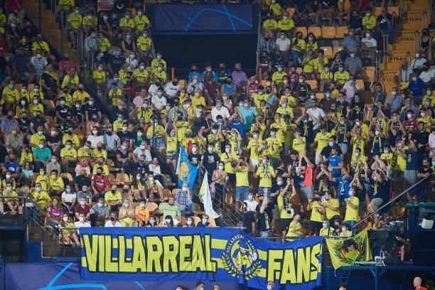 Fans of Villarreal CF during the UEFA Champions League group F match between Villarreal CF and Atalanta at Estadio de la Ceramica on September 14,...