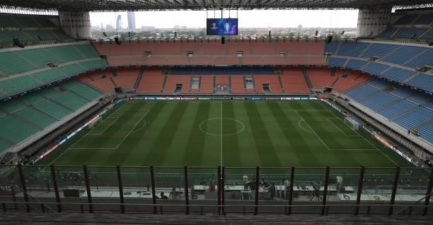 General view inside the stadium prior to the UEFA Champions League group D match between FC Internazionale and Real Madrid at Giuseppe Meazza Stadium...