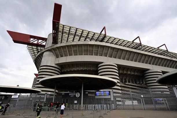 General view outside the stadium ahead of the UEFA Champions League group D match between Inter and Real Madrid at Giuseppe Meazza Stadium on...