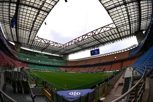 General view inside the stadium ahead of the UEFA Champions League group D match between Inter and Real Madrid at Giuseppe Meazza Stadium on...